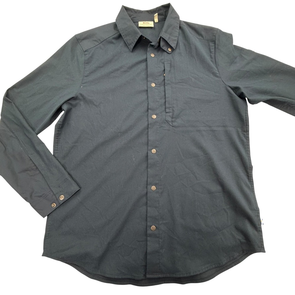 Fjallraven Keb Trekking Shirt Mens L Navy Blue Long Sleeve Button Up Performance